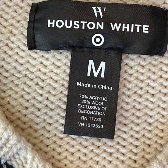 Houston White x Target Cream Cable Knit Cricket/Tennis Sweater Size Medium - Picture 3 of 8